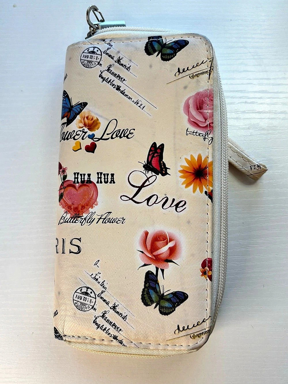 Floral Wristlet Wallet in Cream & Pink new